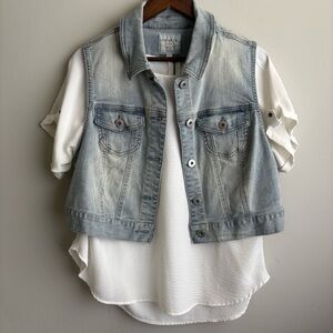 Torrid Cropped Denim Vest Light Wash Boho Layering Spring Festival Size M